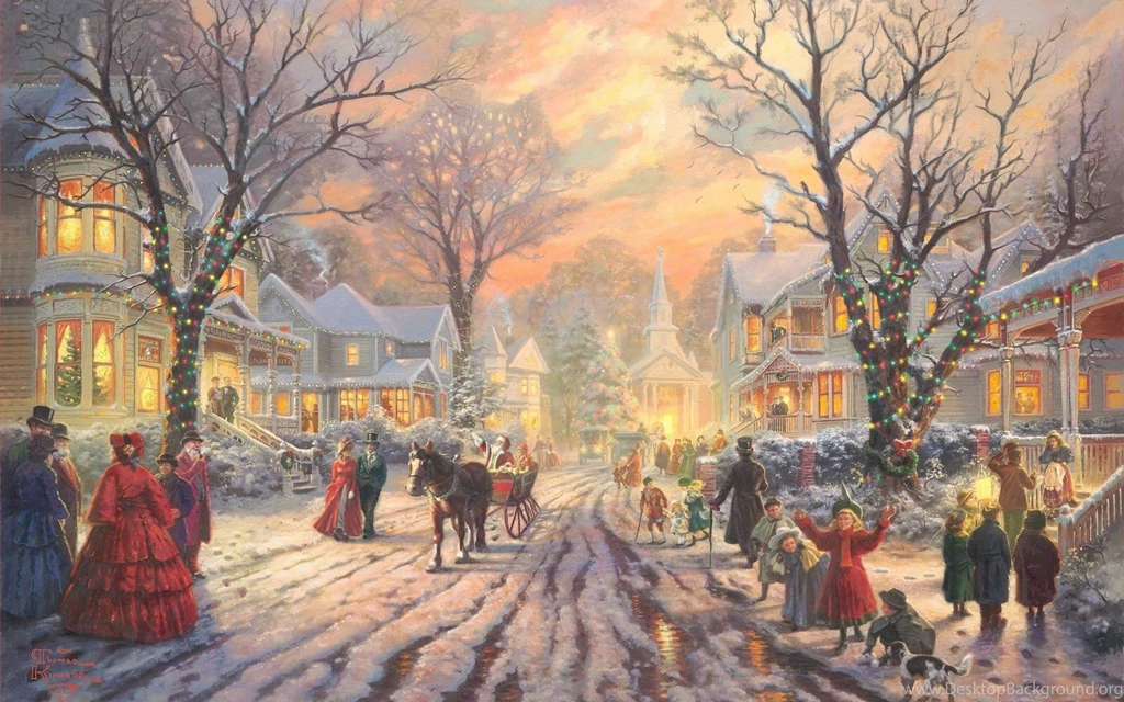 Snowy Street At Christmas Wallpapers