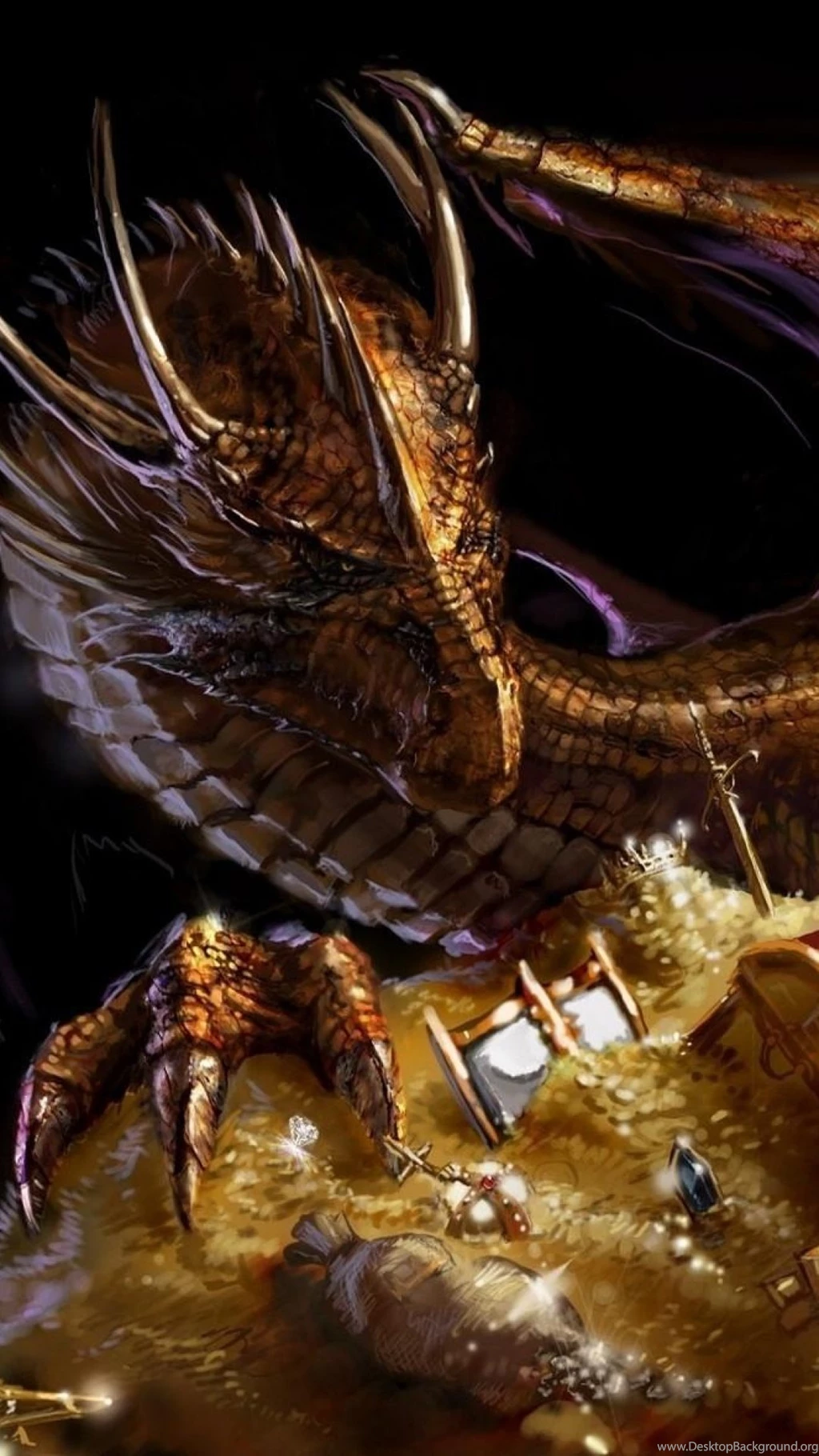 Download Wallpapers 1080x1920 Dragon, Treasure, Gold Sony Xperia Z1 ...