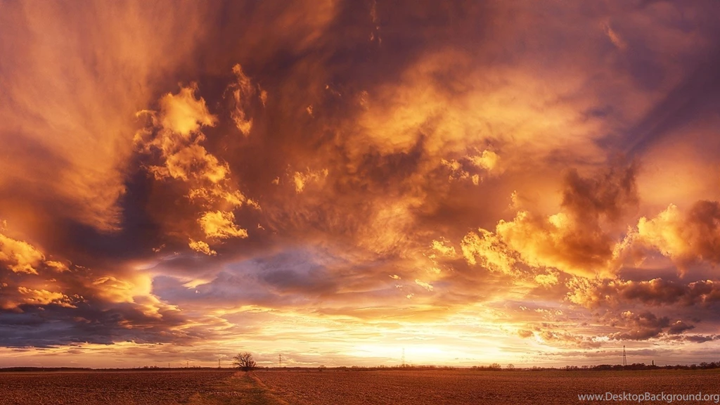 1920x1080 Fire Red Sky & Field Desktop PC And Mac Wallpapers
