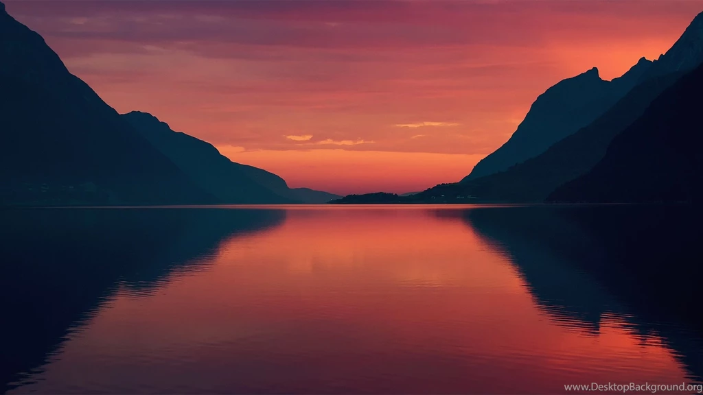 Norway, Fjord, Summer, Morning, Dawn, Red Sky Wallpapers ...