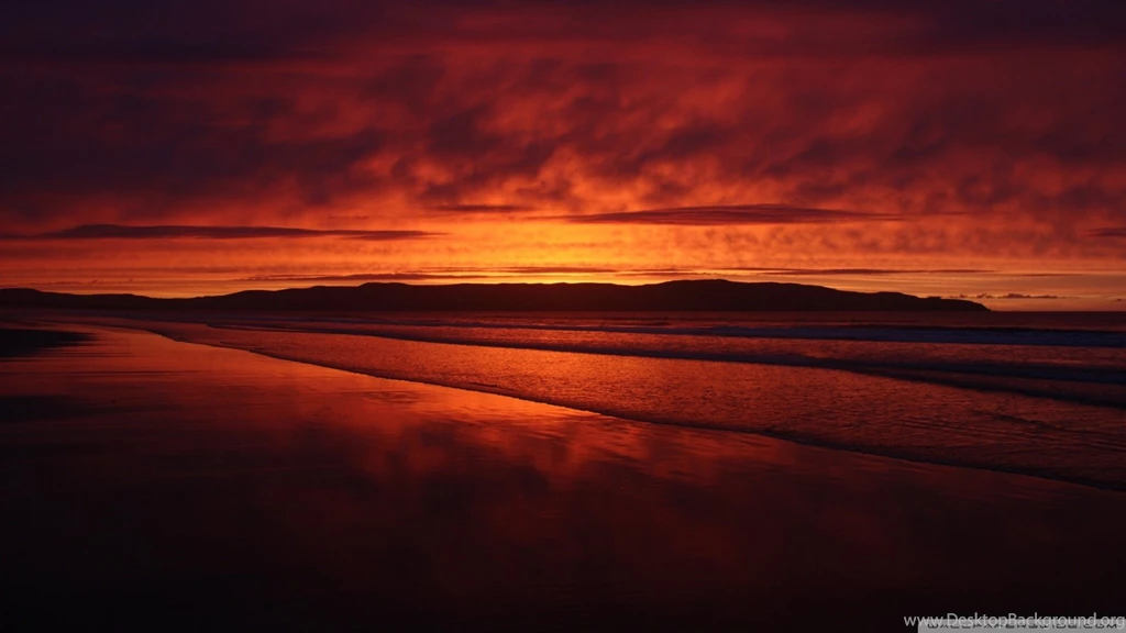 Red Sunset Beach HD Desktop Wallpapers : High Definition ...