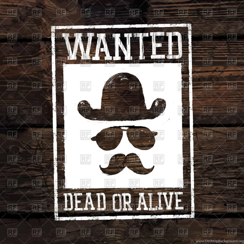 Wild West Poster Wanted Dead Or Alive On Wooden Background, 70371 ...