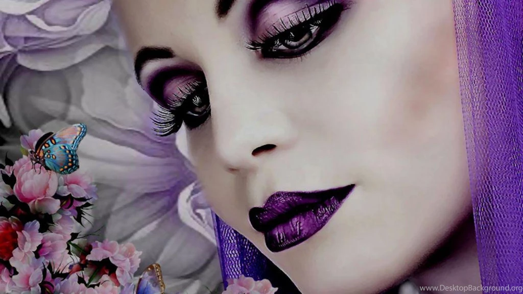 ROYAL PURPLE FLORAL FANTASY GIRL WALLPAPER (