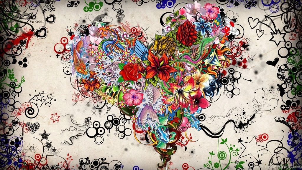 Painting Of Love Heart Elements