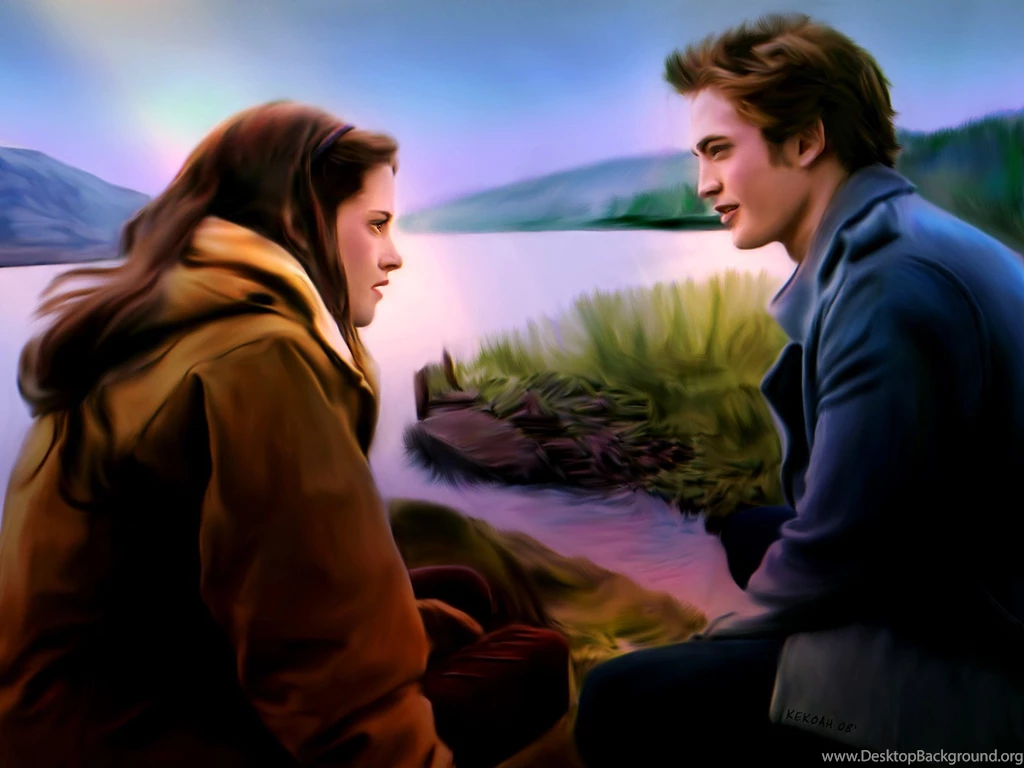 Twilight Is Love Again Couple Painting Art Beautiful Tree Water ...