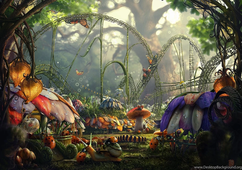 Wallpapers Fairytale Forest Picture Insects City Flowers Dew ...