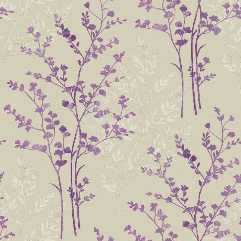 Arthouse Fern Motif Wallpapers In Purple, Beige And Cream