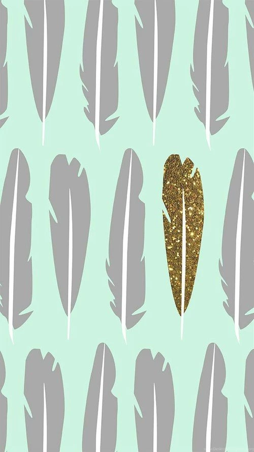 A Beautiful Teal Backgrounds With Grey Feathers And A Gold Sparkle ...