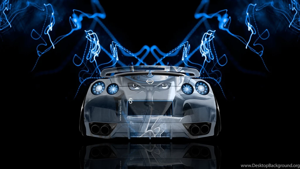 Tony Kokhan Nissan Gtr R35 Jdm Back Anime Aerography Blue Neon ...