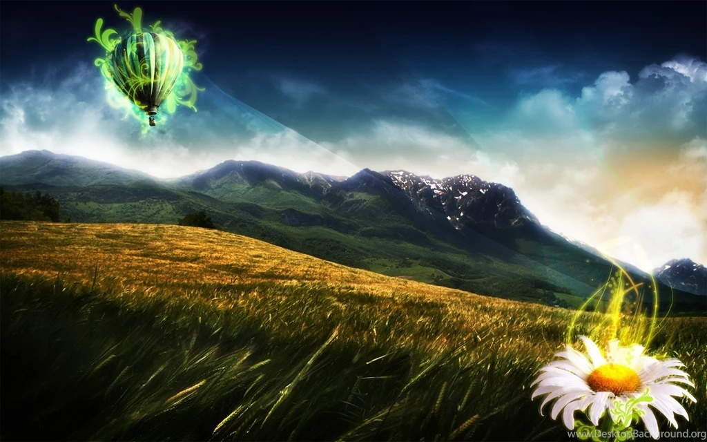 Mountain Balloon Ride Nature Scenary Free Wallpapers ~ Fantasy For ...
