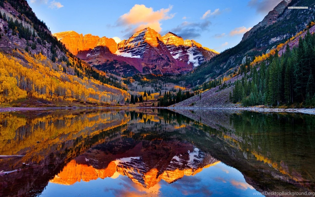 Lake Reflecting The Autumn Colors, Mountain, Tree, Forest, Sky ...