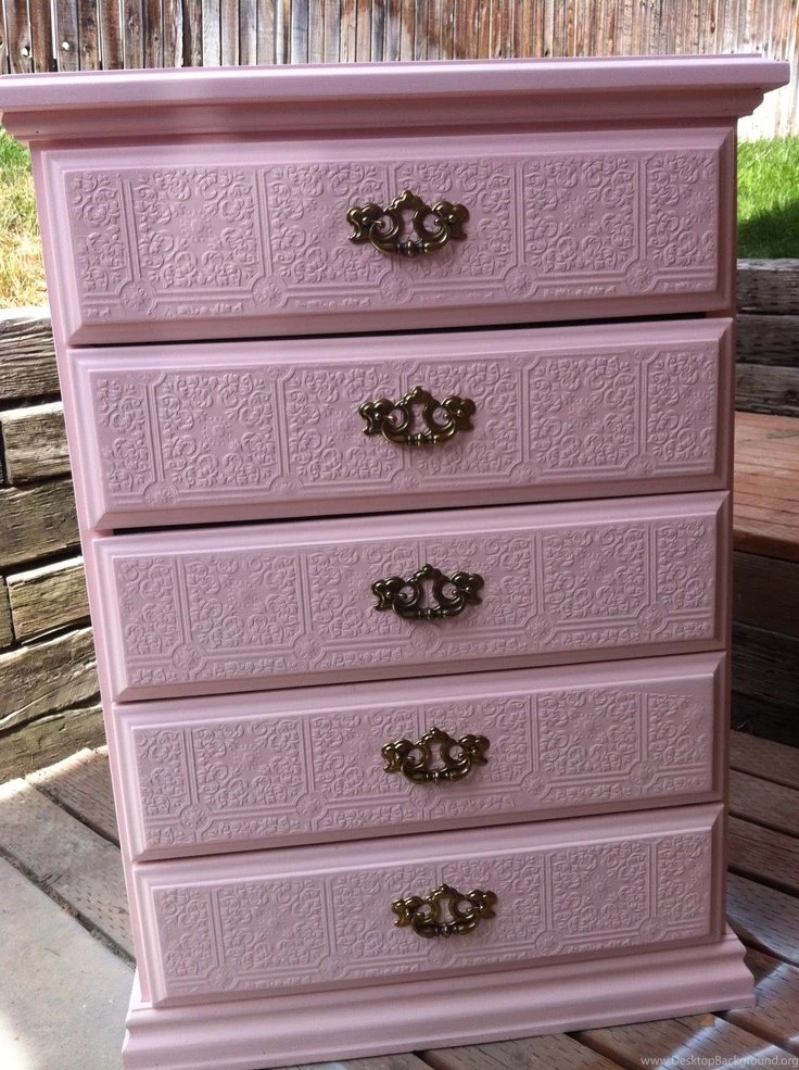 Old Dresser Turned New Covered With Textured Wall Paper And ...