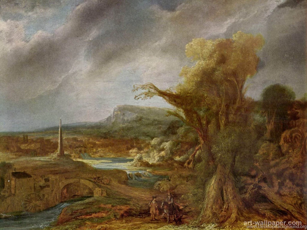 Landscape With Obelisk , Rembrandt Wallpapers
