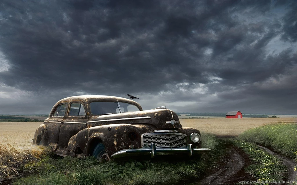 Abandoned Rusty Classic Car In A Field HD Desktop Wallpapers ...