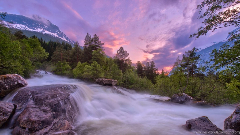 Spectacular Mountain Stream In Norway (