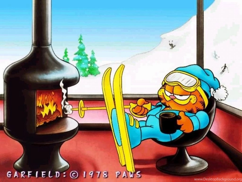 Garfield Desktop Wallpaper Watching TV