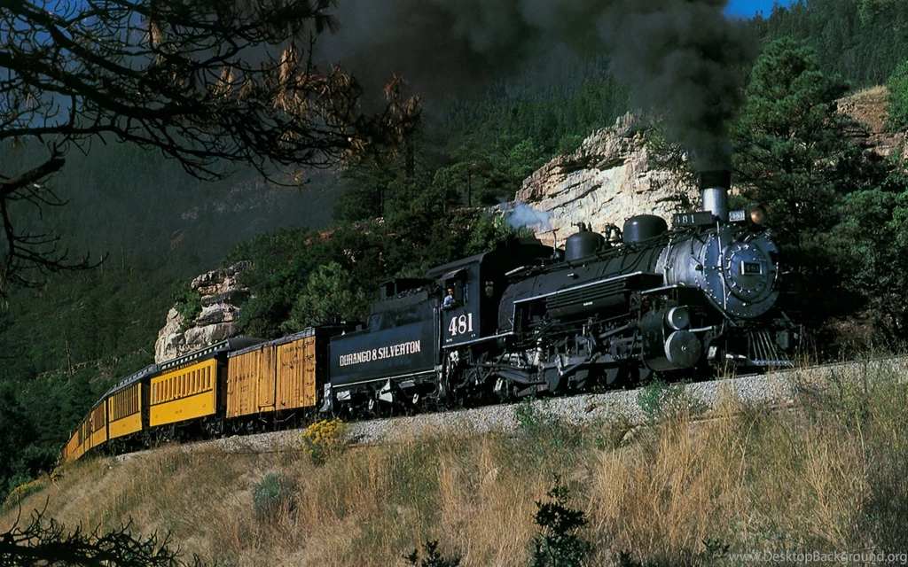 Wallpapers Mountains, Train, Smoke, Steam Locomotive In The Mountains.