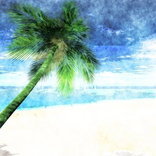 Watercolor Tropical Beach Backgrounds Vector