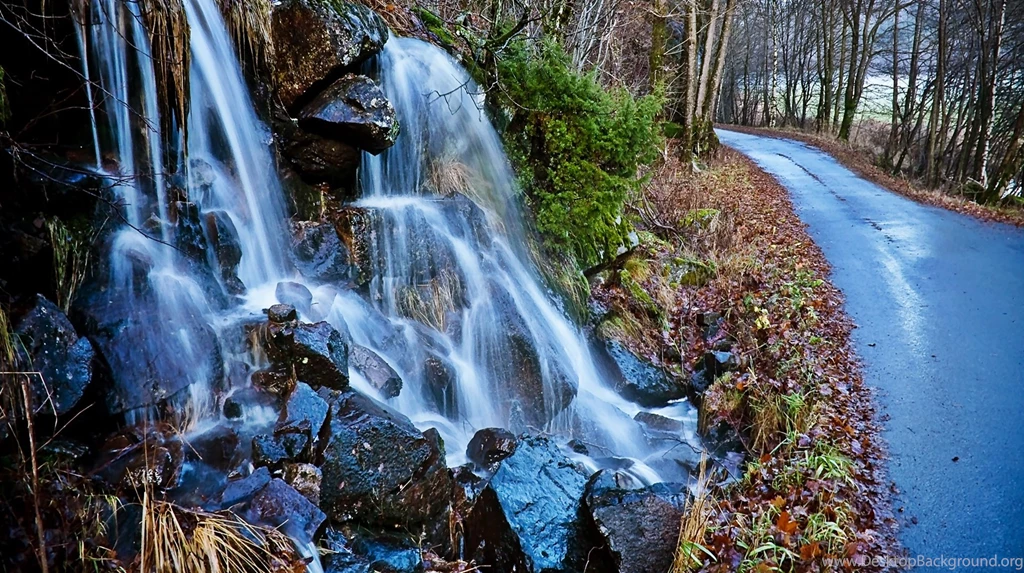 Natural Scene Photo – Blue River And Waterfall, Stones Are Quite ...