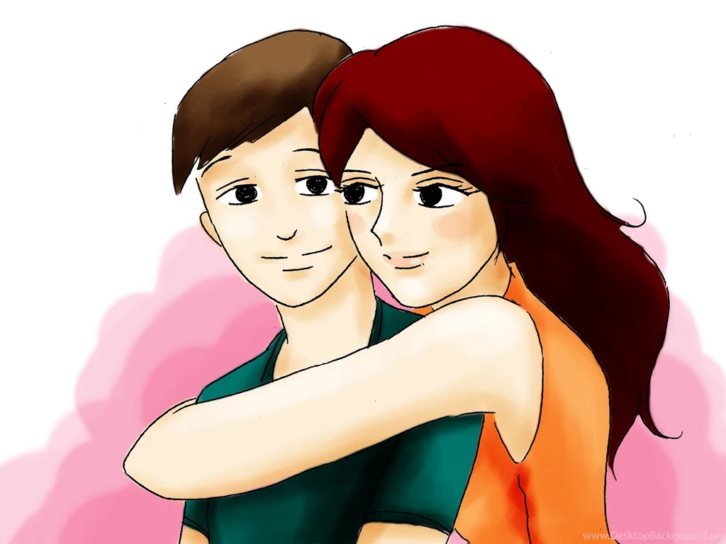 Couple Love Care Hug Nice Wallpapers Cartoon