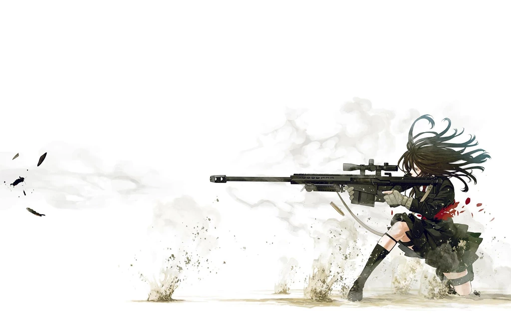Anime Sniper Girl White Desktop Wallpapers Large HD Wallpapers