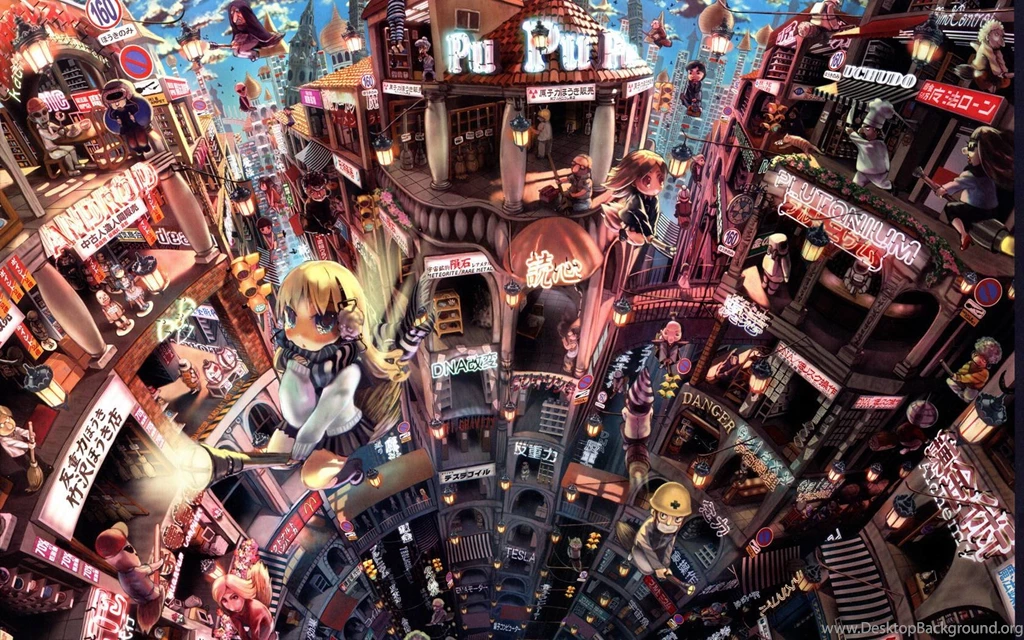 Busy City And Chibis Anime & Manga Wallpapers