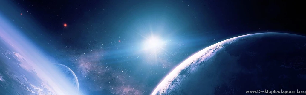 Download Wallpapers 3840x1200 Planets, Stars, Rays, Galaxy Dual ...