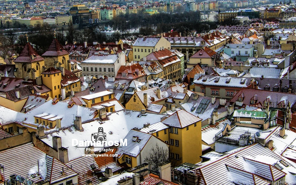 Lesser Town Mala Strana Snowy Rooftops WIDE Wallpapers ThyWalls.com