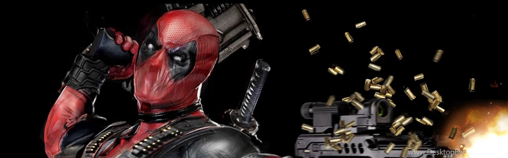 Download Wallpapers 3840x1200 Deadpool, Mask, Gun, Automatic Dual ...
