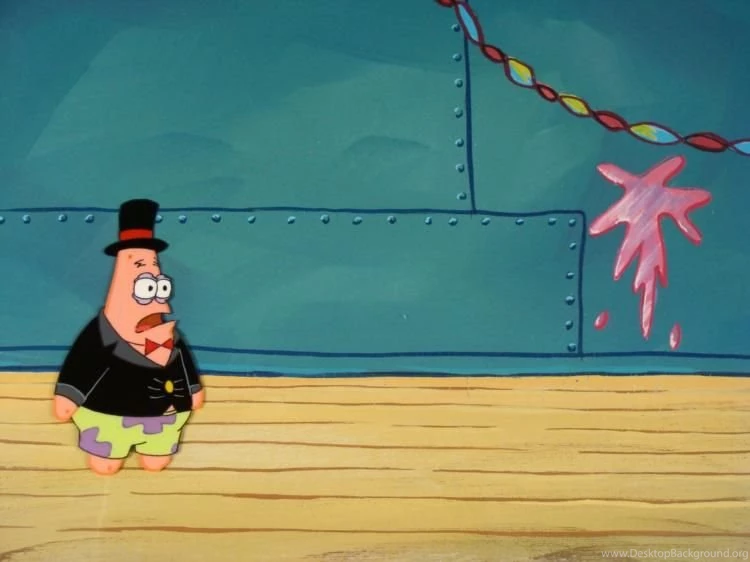 Orig SpongeBob Animation Cel & Backgrounds Patrick Mess