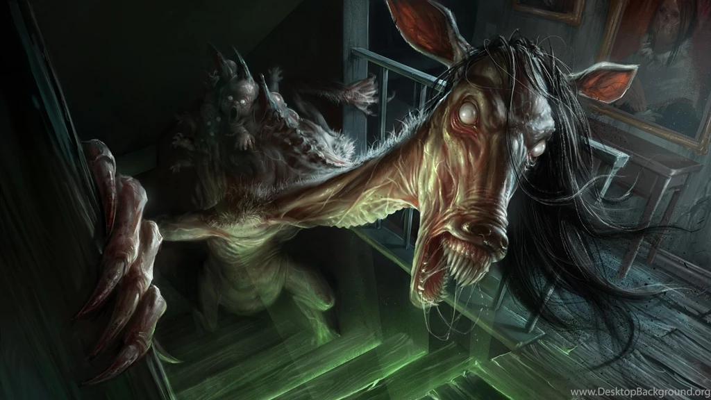Download Wallpapers 2560x1440 Undead, Mouth, Light, Stairs Mac iMac ...