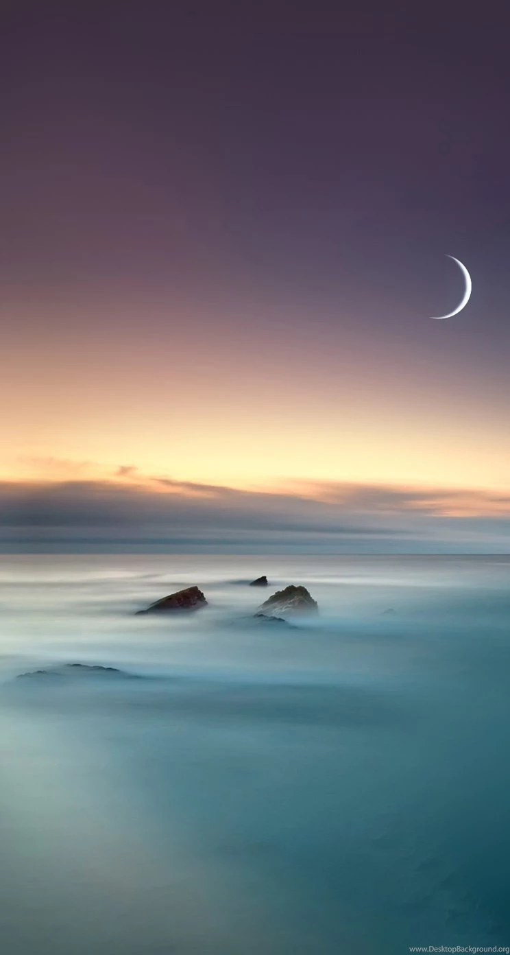 Scenic Lake Fog Mist Moon Eclipse IOS 8 iPhone 5 Wallpapers / IPod ...