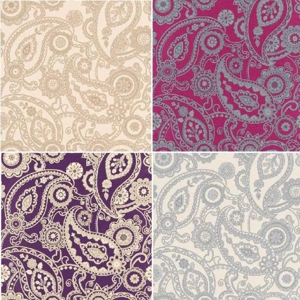 NEW LUXURY RASCH MANDALAY PAISLEY LEAF METALLIC GLITTER 1960S ...