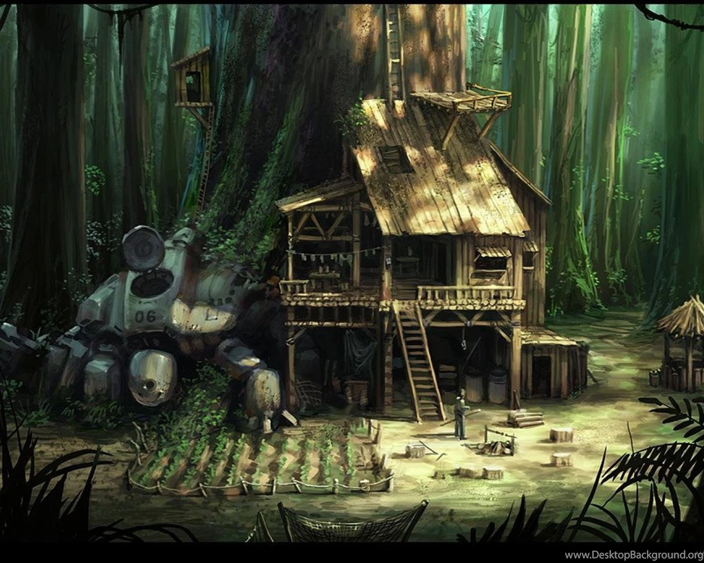 Jungle House Signs Of The Past Mech In Woods HD Wallpapers ...