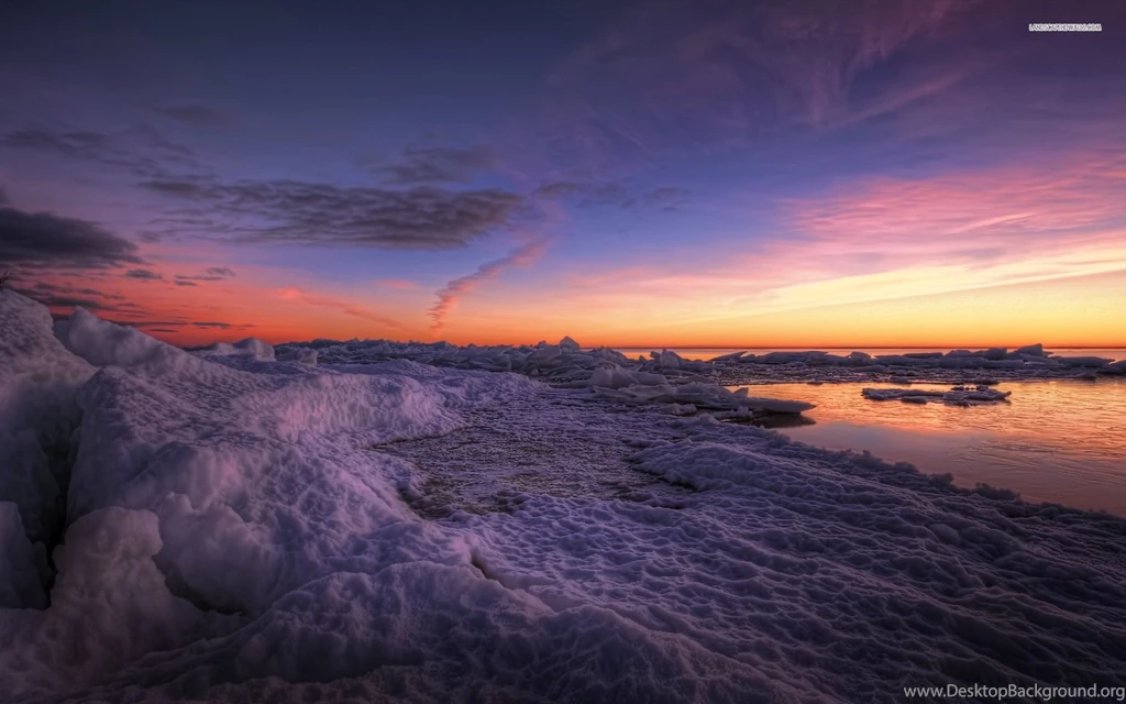 Amazing Frozen Beach At Sunset, Shore, Winter, Sea, Sky, Cloud ...