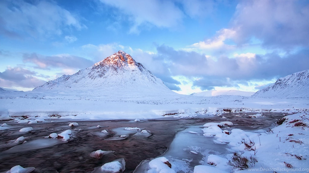 Winter Scenery Snow Mountain River Wallpapers For Desktop