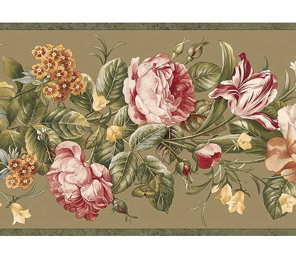 Coral And Cream Cabbage Rose Wallpapers Border By Chesapeake