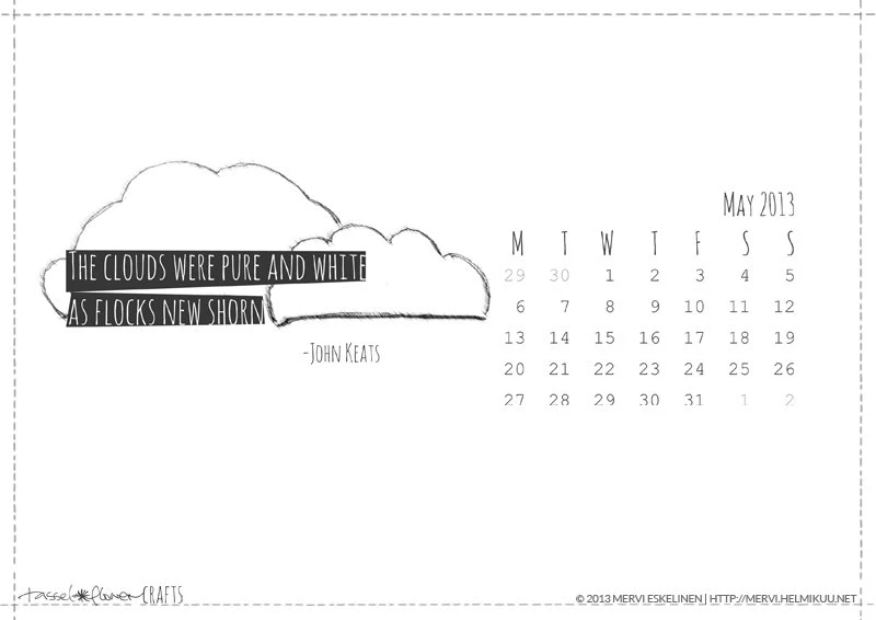 Free Printable And Desktop Wallpapers Calendar, May 2013 Mervi Emilia