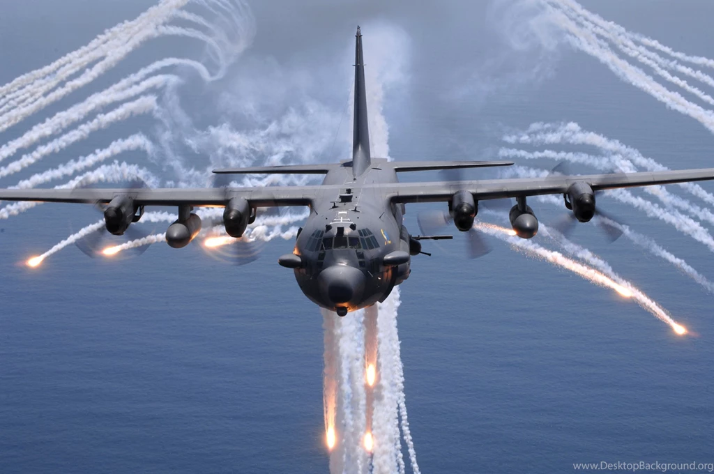 Ac 130 Spooky Spectre Flares Military Planes Wallpapers (