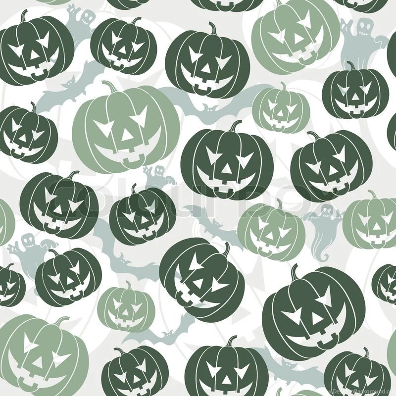 Halloween Seamless Backgrounds With Bats, Ghost & Pumpkin, Vector ...