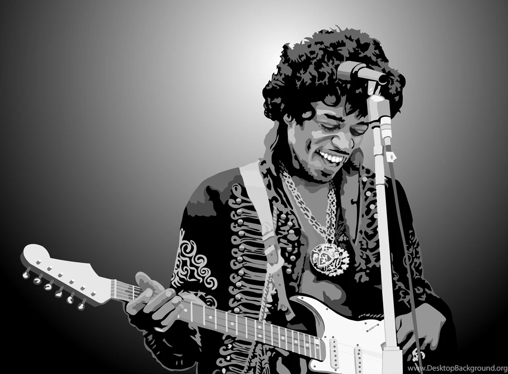 Clipart Jimi Hendrix Portrait With Original Backgrounds