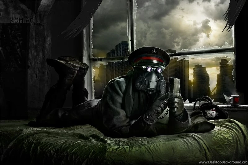 Soldiers,ruins Soldiers Ruins Gas Masks Warriors Romantically ...