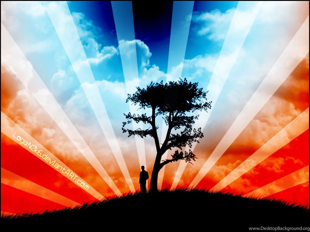 Japanese landscape tree clouds sun rays desktop 1024x768 wanted ...