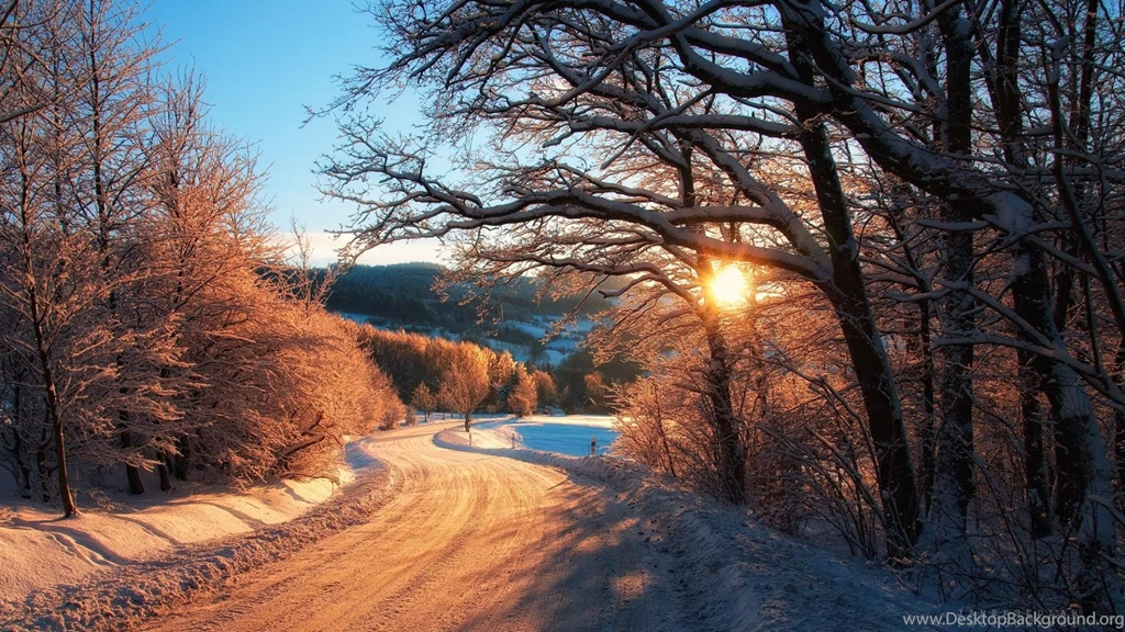 Sunset Winter Sun Morning Skies Village Wallpapers