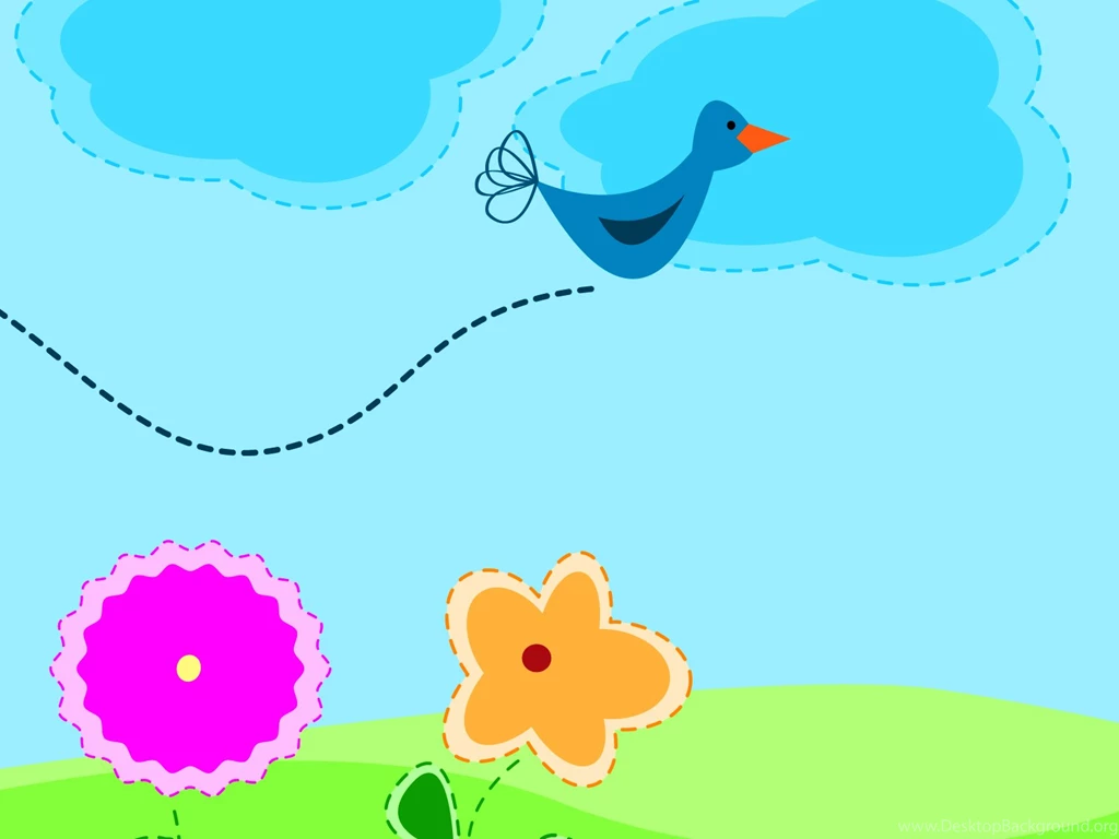 Cartoon Springs Backgrounds Blue, Cartoon PPT Backgrounds