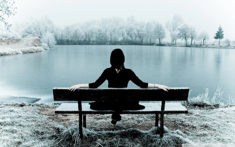 Woman Sitting Alone On A Bench HD Desktop Wallpapers : High ...