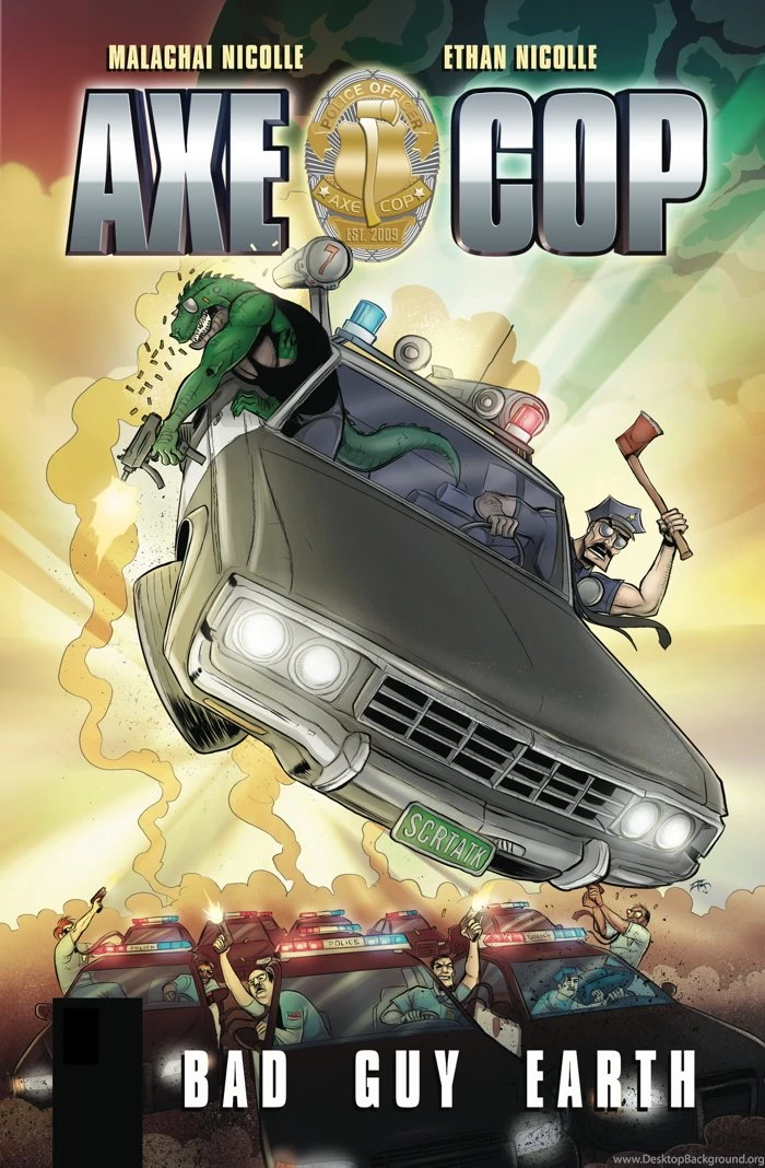 And Now, Axe Cop Riding His Patrol Car To Destiny