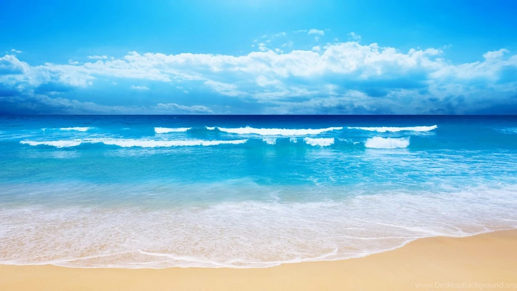 1366x768 Beach Sand Blue Sea Wallpapers