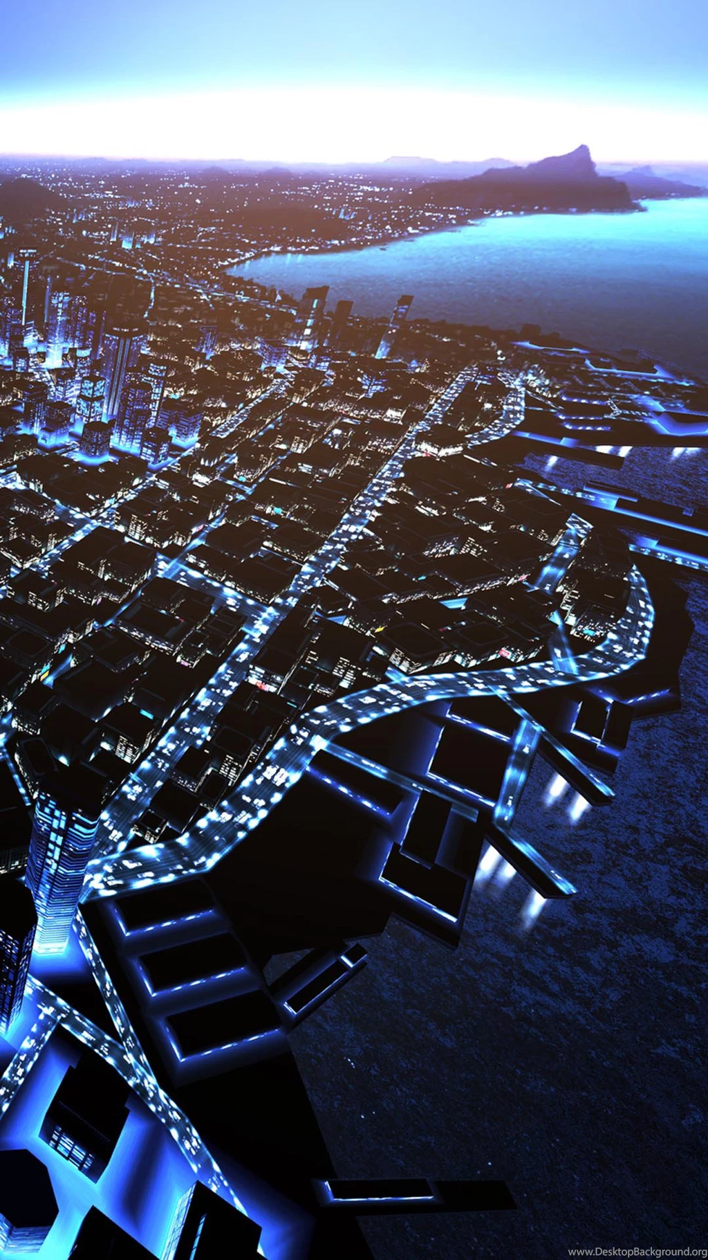 Amazing Island City At Night Sea Shore Coast Android Wallpapers ...