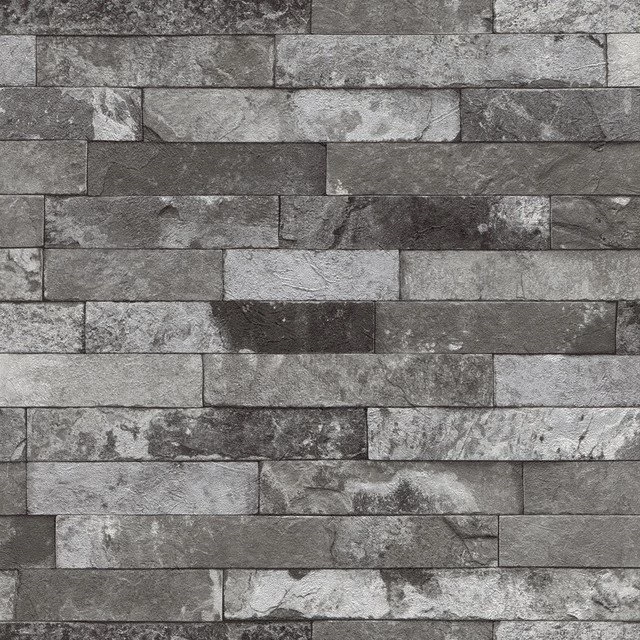 Medium Gray Distressed Brick Wallpapers Contemporary Wallpapers ...